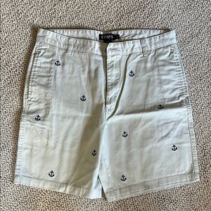 Chaps Tan Flat Front Shorts with Embroidered Design